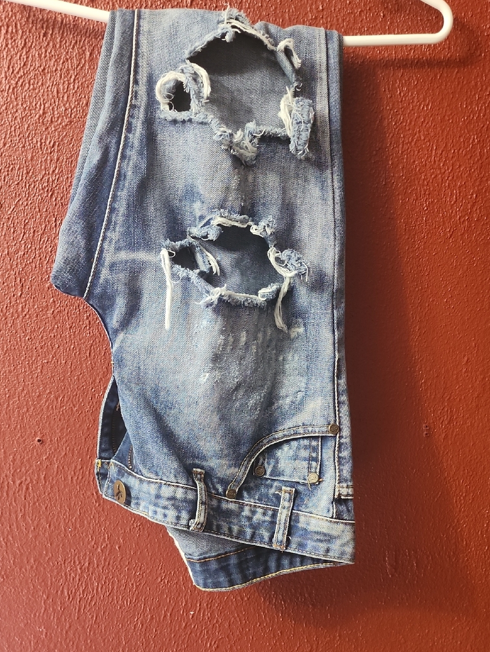 One Teaspoon Blue Trashed Freebird Distressed Jeans